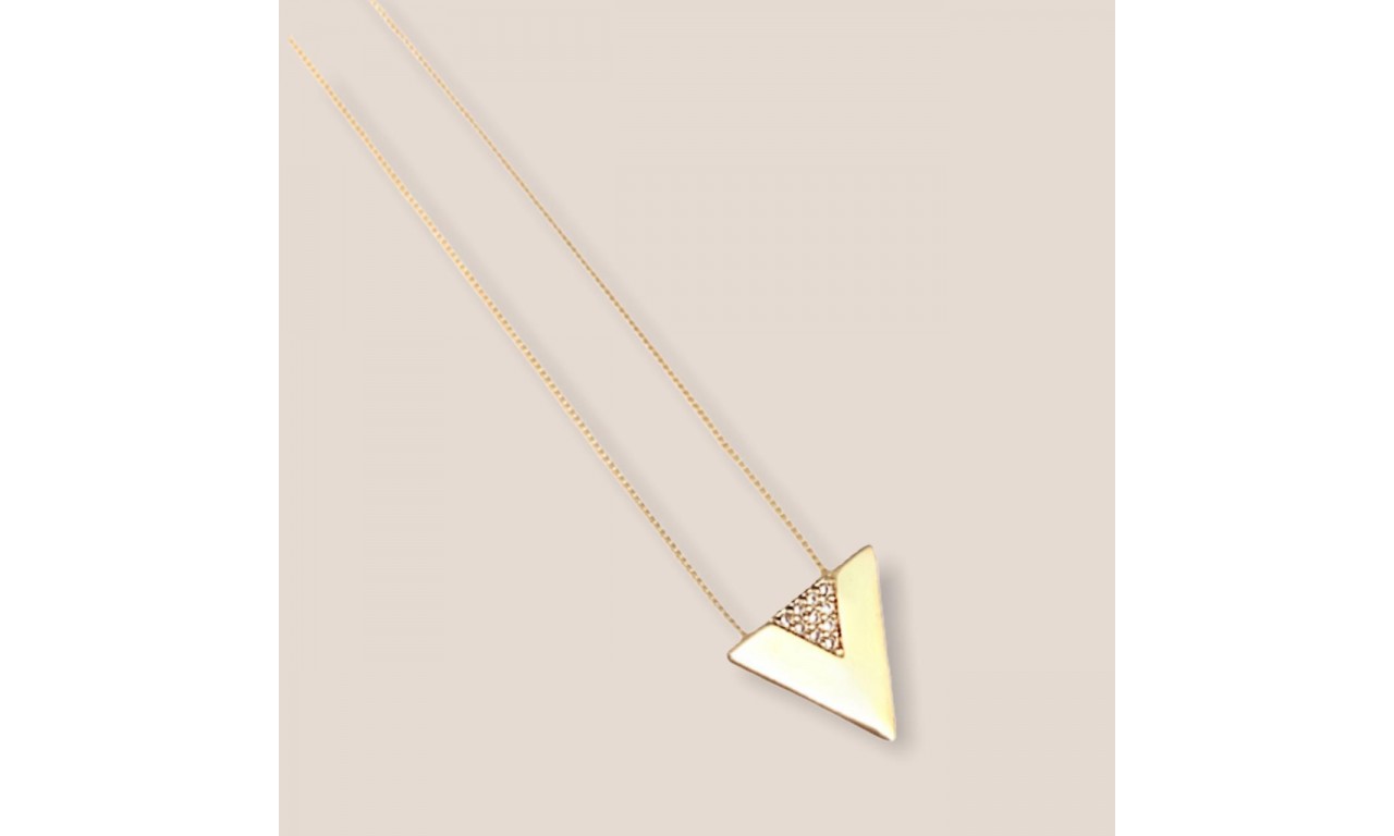 Colar Triangulo Luxo Banho de Ouro 18k